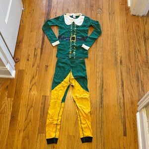 Hanna Andersson Green and Yellow Kids Elf Pajama Set